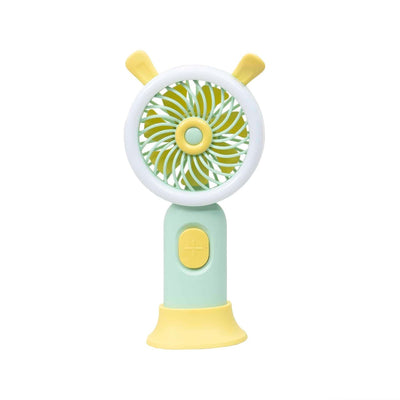 Ventilator de mana USB, 3.7W, 3 viteze, suport, verde, portabil