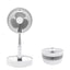 Ventilator de masa, cu brat telescopic, cu acumulator, portabil, pliabil, cu 4 trepte de viteza, cu sistem anti-alunecare, alb