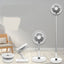 Ventilator de masa, cu brat telescopic, cu acumulator, portabil, pliabil, cu 4 trepte de viteza, cu sistem anti-alunecare, alb