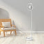 Ventilator de masa, cu brat telescopic, cu acumulator, portabil, pliabil, cu 4 trepte de viteza, cu sistem anti-alunecare, alb