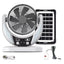 Ventilator de masa, cu incarcare solara, cu 2 becuri incluse, functie de powerbank, din ABS, cu USB, alb/gri