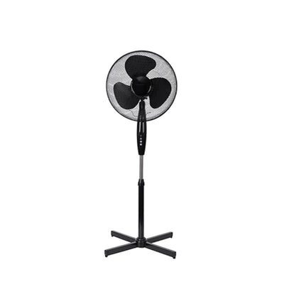 Ventilator de podea, cu 3 viteze, cu inaltime reglabila, orientare ajustabila, alimentare la retea, din metal si plastic, negru