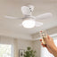 Ventilator de Tavan cu Bec LED, Soclu E27 și Telecomandă, Alb – imagine 2