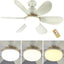Ventilator de tavan cu bec, telecomanda, 3 viteze, dimensiuni 52x18.5 cm, lumina alba, din plastic si ABS, alb