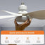 Ventilator de tavan cu bec, telecomanda, 3 viteze, dimensiuni 52x18.5 cm, lumina alba, din plastic si ABS, alb