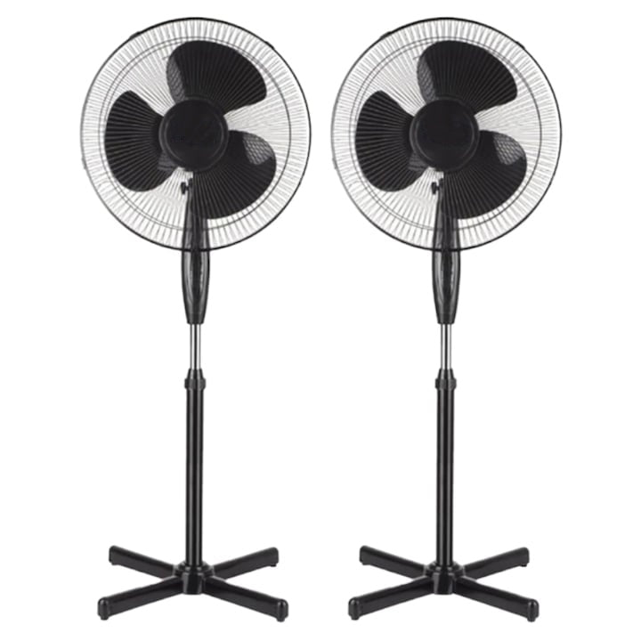 Ventilator electric, cu 3 trepte de viteza, grila de protectie, putere 40W, dimensiuni 60 x 60 x 126-168 cm, reglabil, baza antialunecare, negru