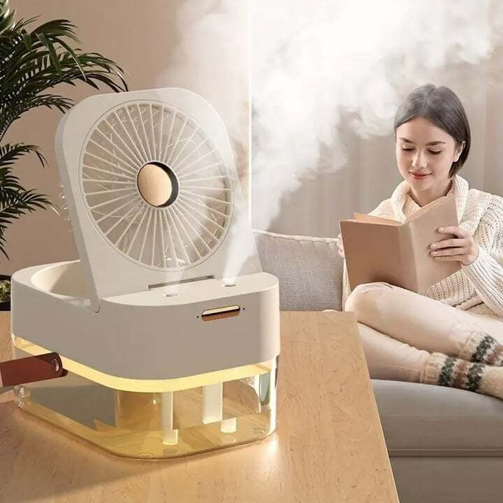 Ventilator portabil 2 În 1, Purificare Aer, Umidificare, Rezervor de Apa, 3 Trepte de Viteza, 12.5 X 22 X 16 cm