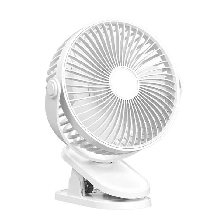 Ventilator portabil, cu clips, 3 viteze, design ajustabil, din ABS, oscilant, cu incarcare USB, alb