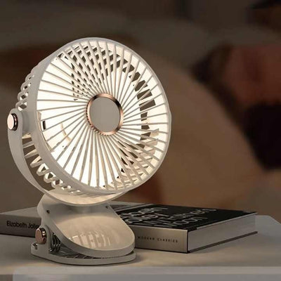 Ventilator portabil, cu clips, 3 viteze, design ajustabil, din ABS, oscilant, cu incarcare USB, alb