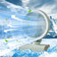 Ventilator portabil, cu lumina LED, din ABS, oscilanat, cu 3 viteze, incarcare USB, grila de siguranta, gri/alb