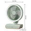 Ventilator portabil, cu lumina LED, din ABS, oscilanat, cu 3 viteze, incarcare USB, grila de siguranta, gri/alb