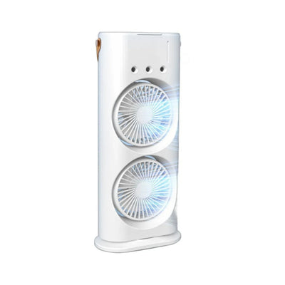 Ventilator portabil de birou cu umidificare prin pulverizare si telecomanda, multifunctional, ecologic, racire eficienta, din plastic, alb