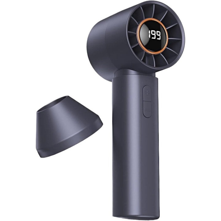 Ventilator portabil turbo fara elice, silentios, afisaj LED, incarcare Tip C