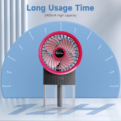 Ventilator portabil, USB, cu Iluminare, 2400 mAh, 3 trepte viteza, silentios