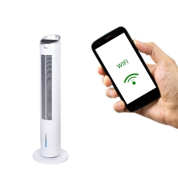 Ventilator tip turn 60W cu WIFI, 3 viteze, oscilatie, timer si recipient apa 2L, alb
