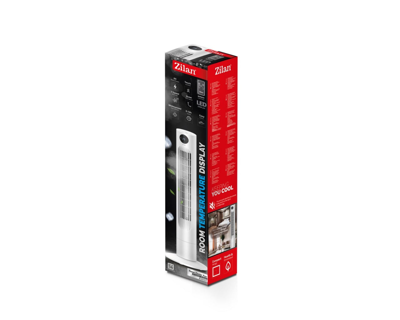 Ventilator turn silentios cu 3 trepte viteza, timer 0-12h si putere 60W