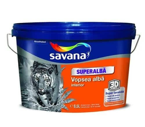 Vopsea lavabila interior superalba 8.5L, culoare alba, Savana