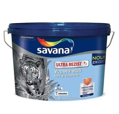 Vopsea ultralavabila interior, baie si bucatarie, 4L, alb, rezistenta mucegai