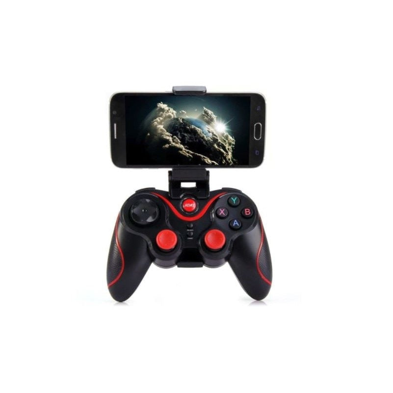 Wireless Controller GAIA X3, Conexiune Bluetooth, Cu Suport Reglabil Pentru Tableta Sau Telefon, Compatibilitate Multipla, PC, Android, iOS, Negru/Rosu