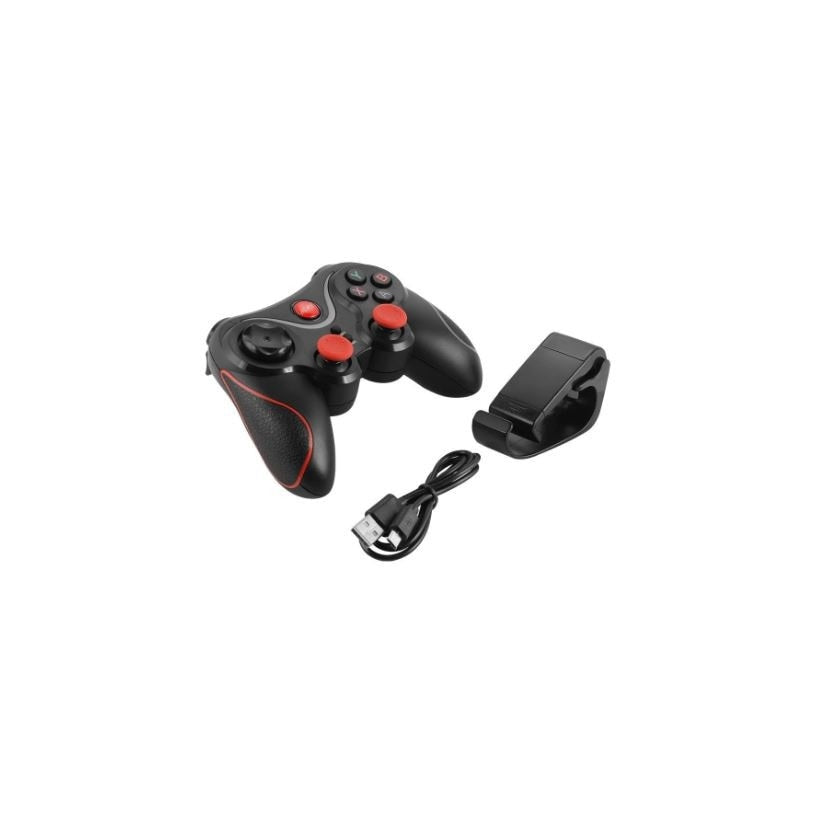 Wireless Controller GAIA X3, Conexiune Bluetooth, Cu Suport Reglabil Pentru Tableta Sau Telefon, Compatibilitate Multipla, PC, Android, iOS, Negru/Rosu
