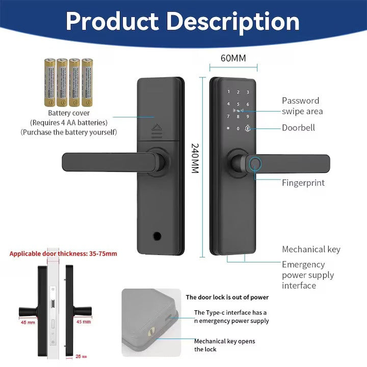 Yala Smart Biometrica, cu amprenta, Parola, Card si Control prin Aplicatie