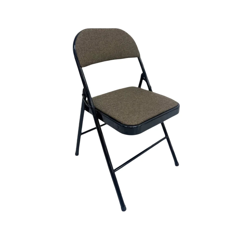 Scaun pliant textil maro, inaltime sezut 45cm, pliabil pentru depozitare usoara